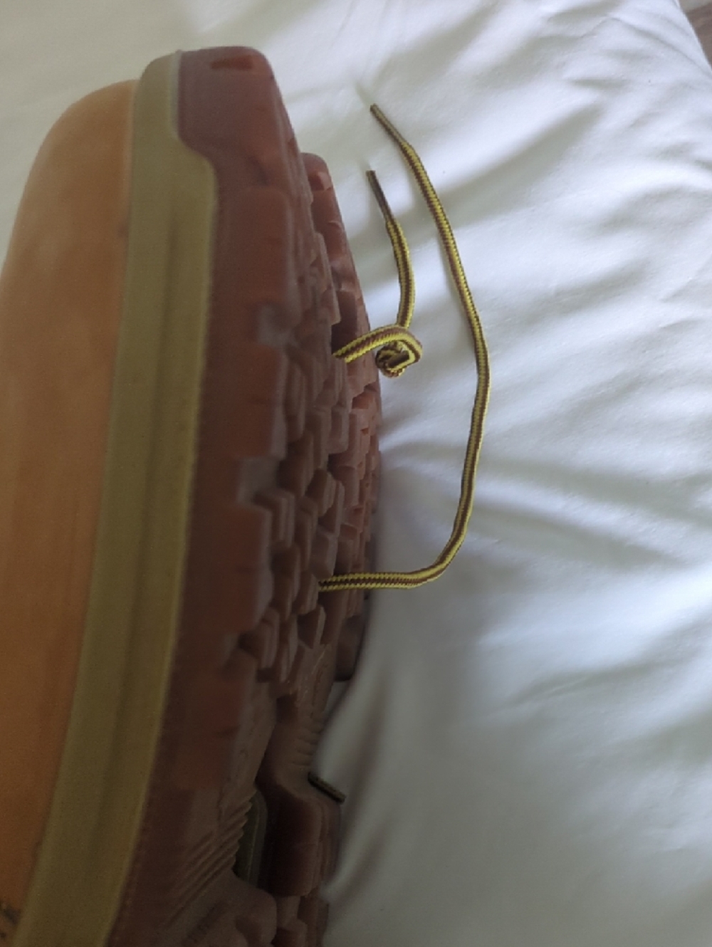 Herman Survivor Work-Style Tan Leather Boots with Yellow Laces - Picture 13 of 15